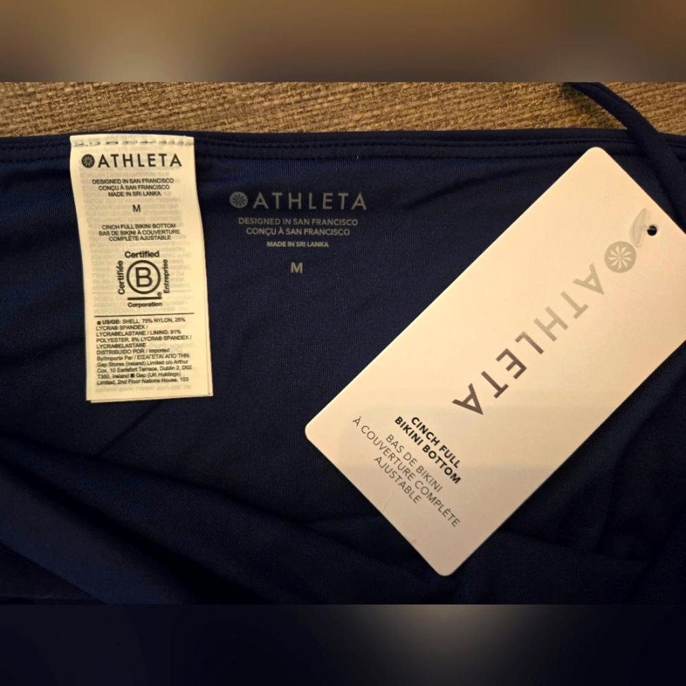 Athleta Clinch Full Bikini Bottom - Size M - Navy